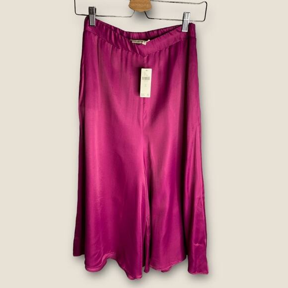 Anthropologie Silky Wide Leg Culottes Pants Cropped Hot Pink Barbie core new‎ - Picture 3 of 12